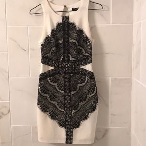 Black and white lace dress